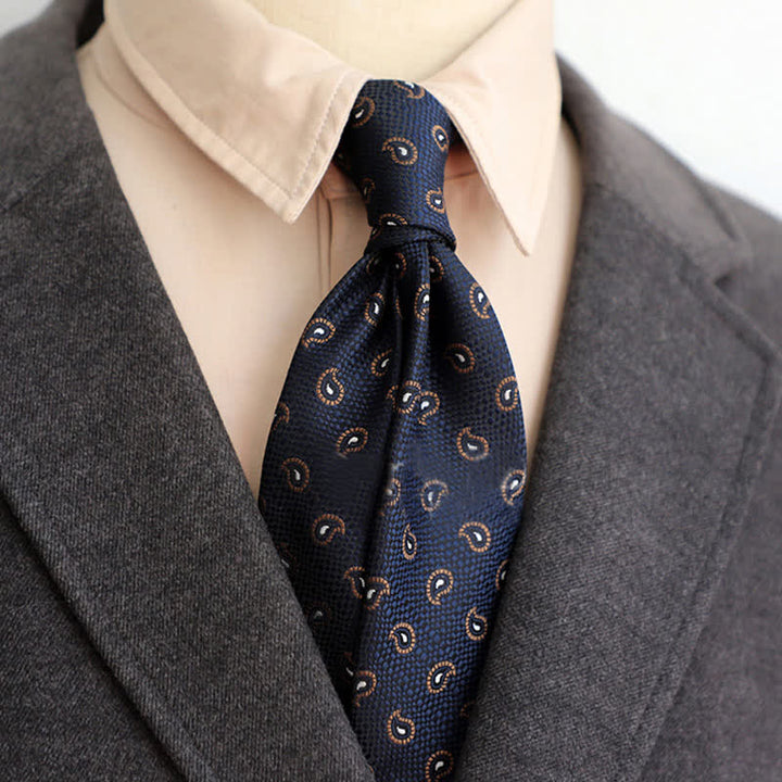 Men's Classic Elegant Floral Necktie - Navy - image 7