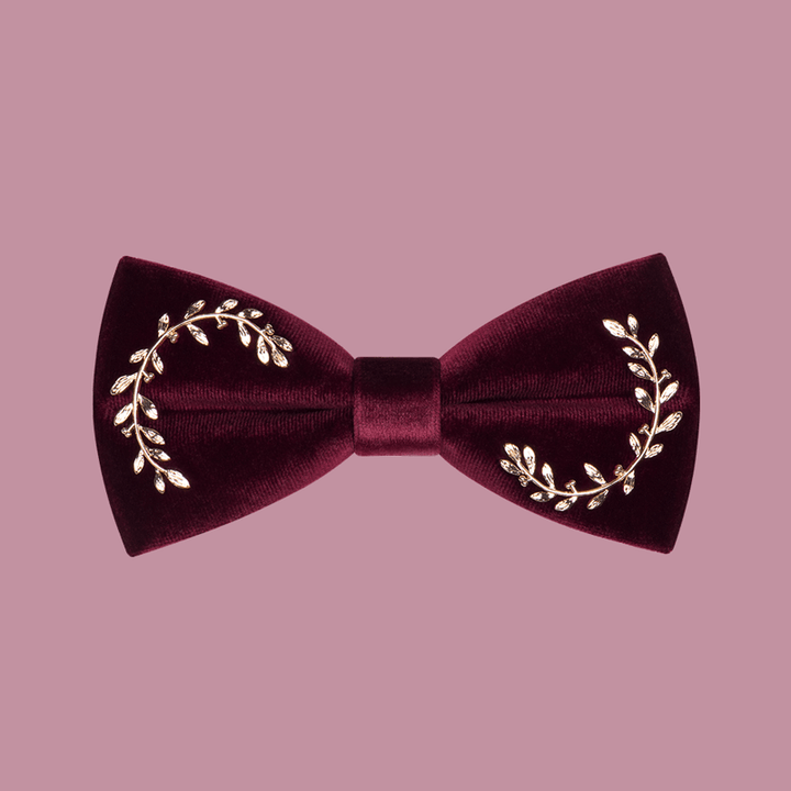 Men's Vine Leaves Velvet Bow Tie - image 4