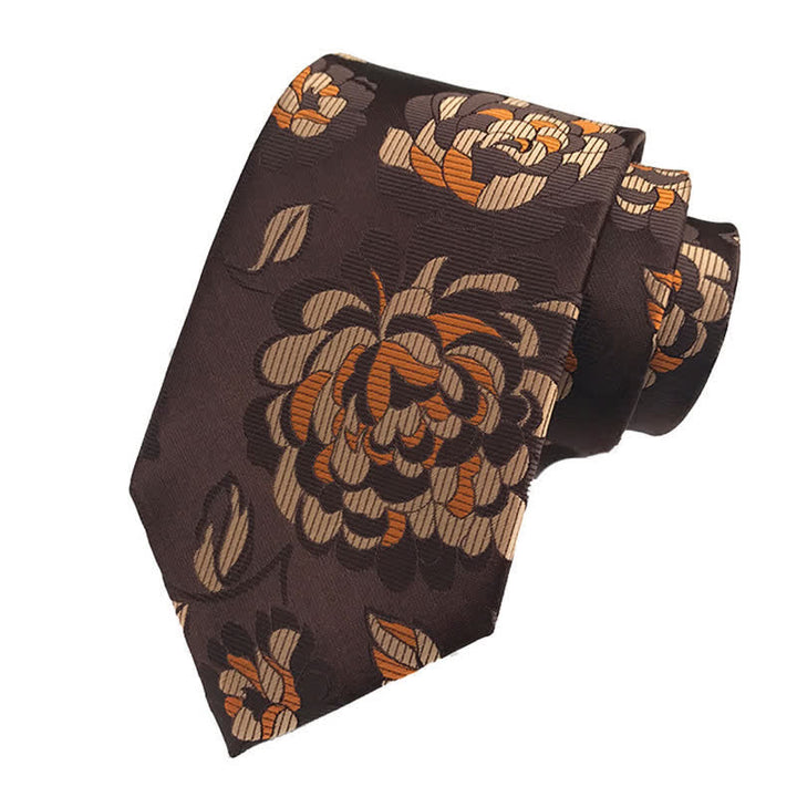 3Pcs Men's Chrysanthemum Floral Necktie Set - image 3