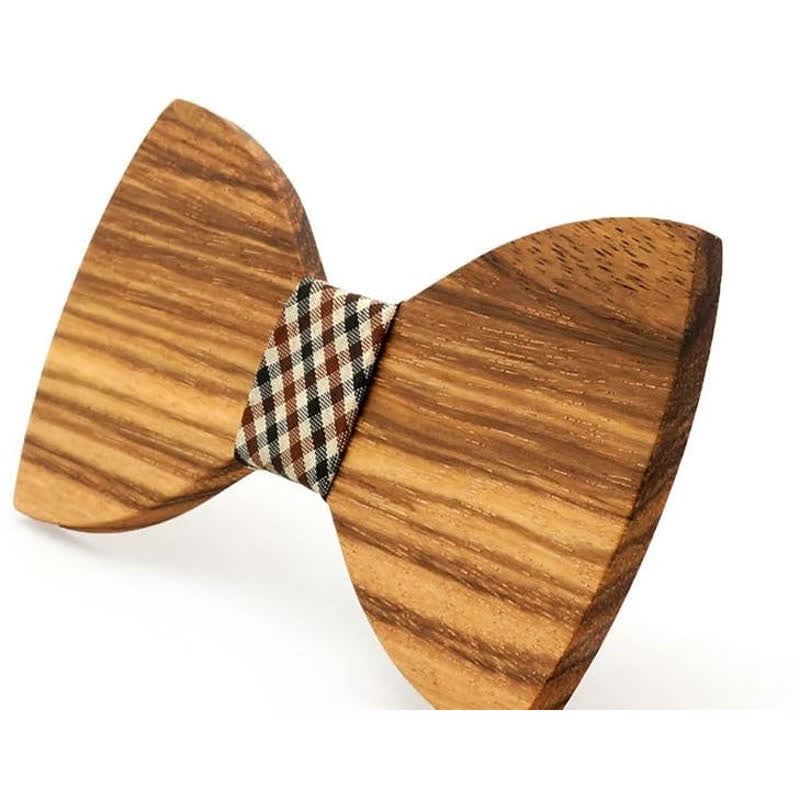 Men's Natural Wood Grain Wooden Bow Tie - image 3
