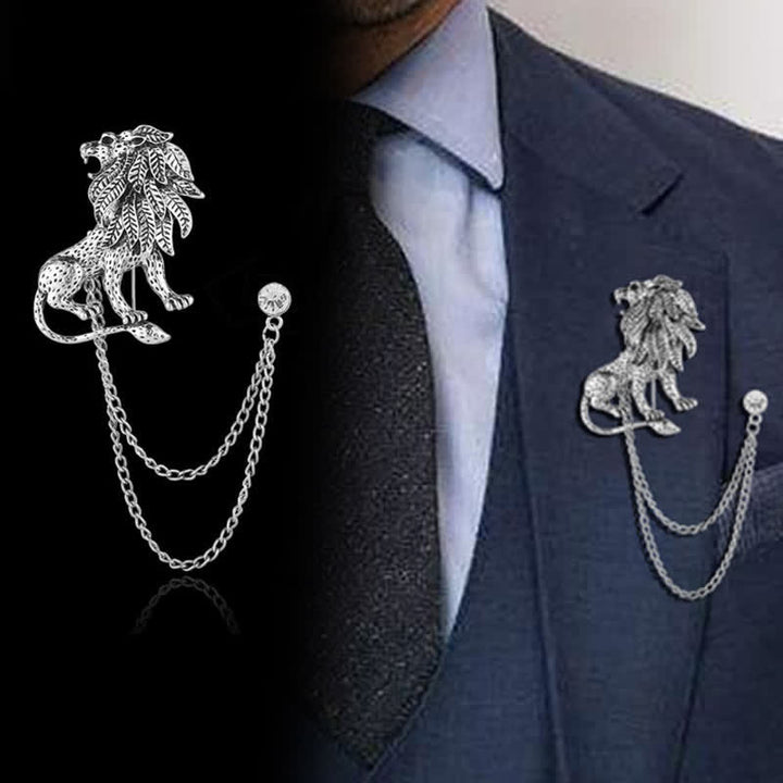 Men's Domineering Lion Chain Brooch - image 0