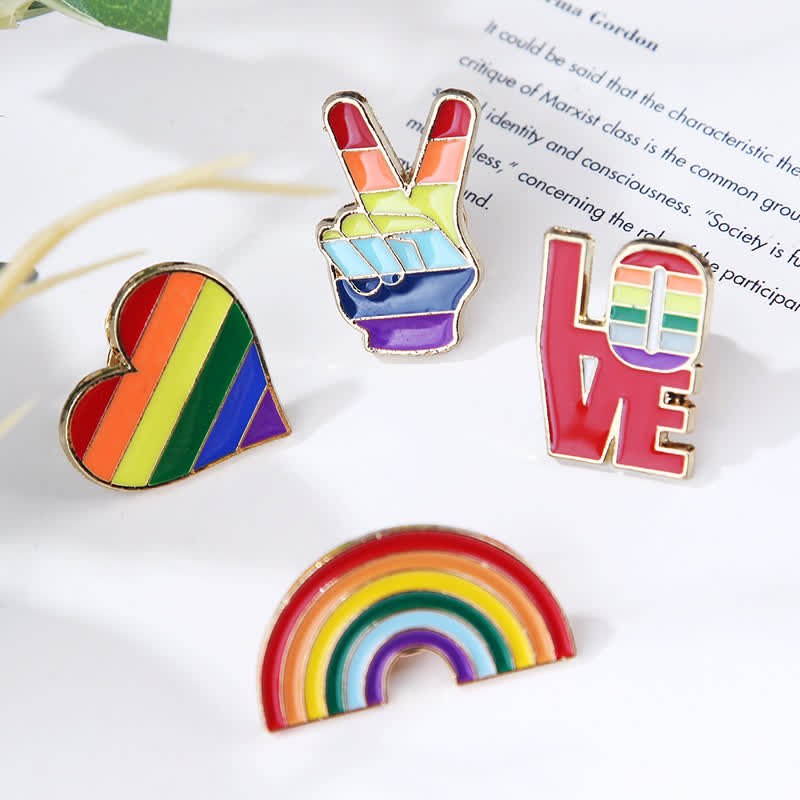 4Pcs Love Is Love Rainbow Flag Pride Brooch - image 1