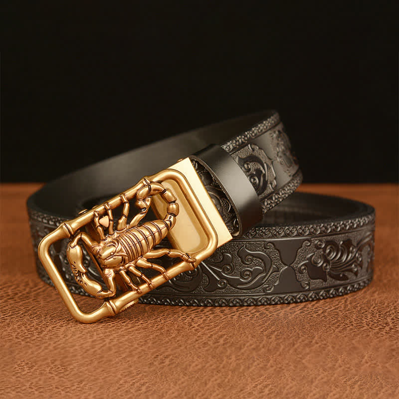 Men's Scorpion Embossed Engraved Leather Belt - image 1