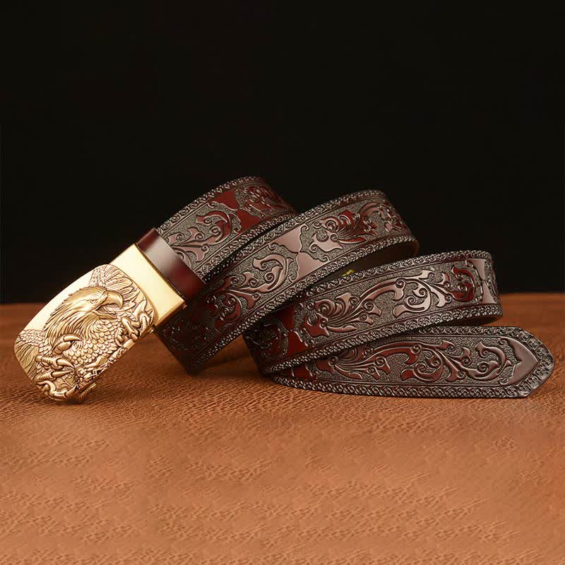 Men's Eagle Buckle Genuine Leather Embossing Belt - image 13