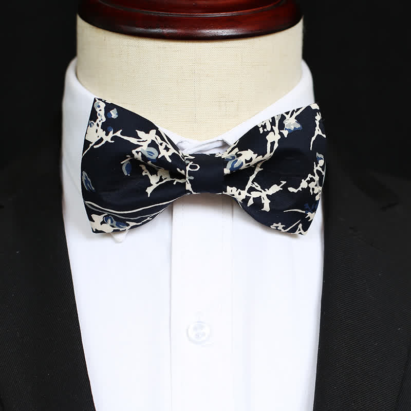 Men's Navy Blue & White Graffiti Bow Tie - image 1