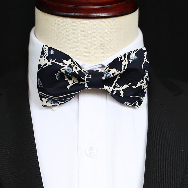 Men's Navy Blue & White Graffiti Bow Tie - image 1