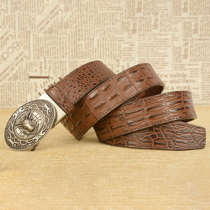 Men's Wild Goat Alligator Pattern Leather Belt - image 20