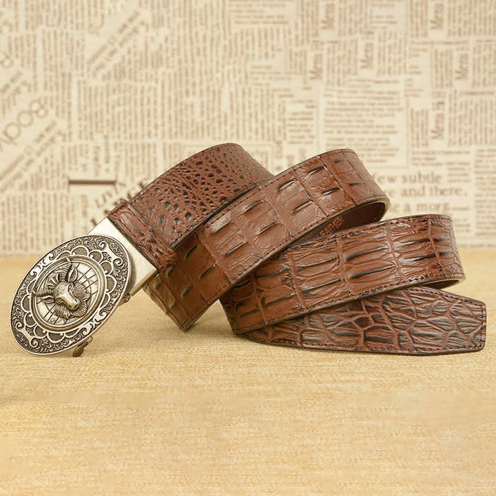 Men's Wild Goat Alligator Pattern Leather Belt - image 20