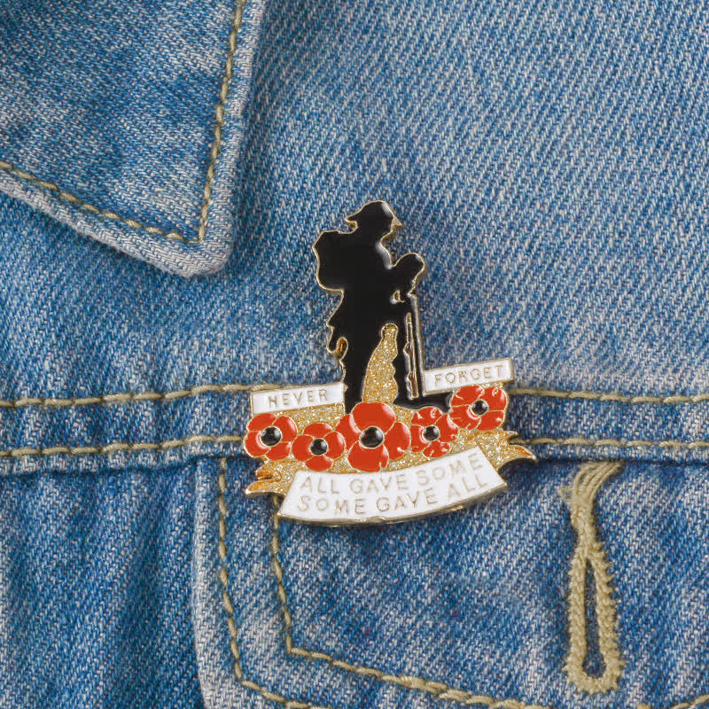 Unisex Memorial British Soldier Poppy Brooch - image 1