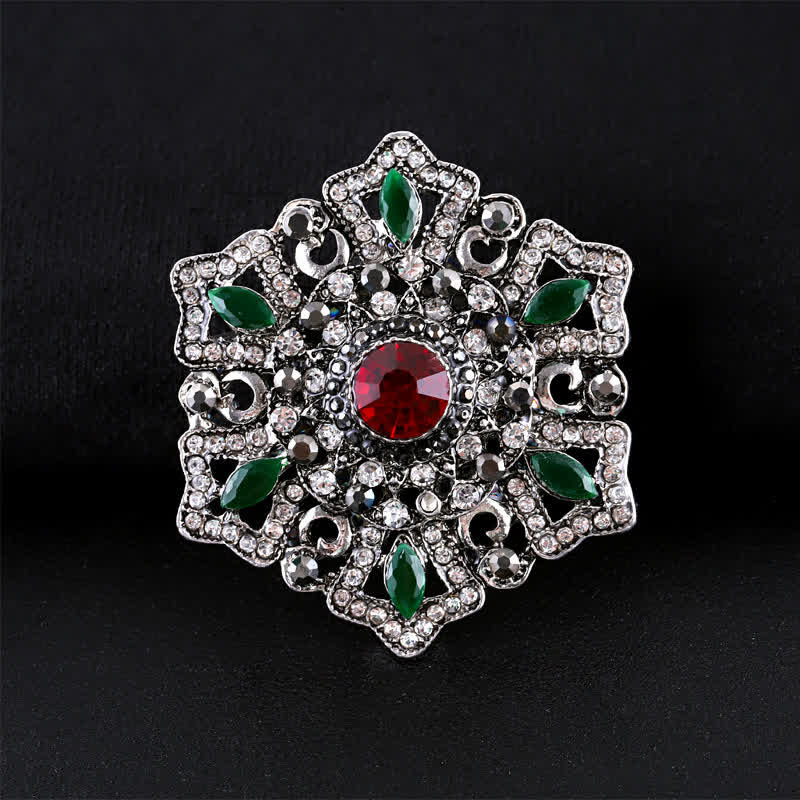 Women's Baroque Palace Crystal Brooch - Green Hexagon - image 5