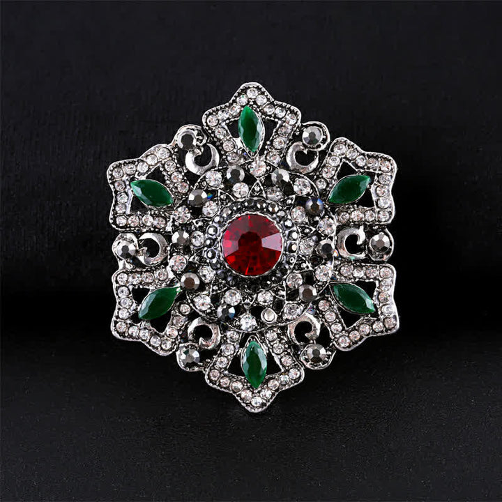 Women's Baroque Palace Crystal Brooch - Green Hexagon - image 5