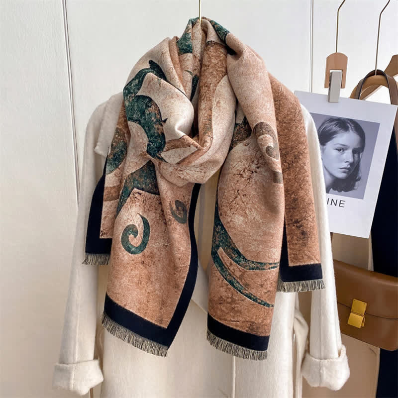 Women's Magnificent Scene Oil Painting Thickened Scarf - image 29
