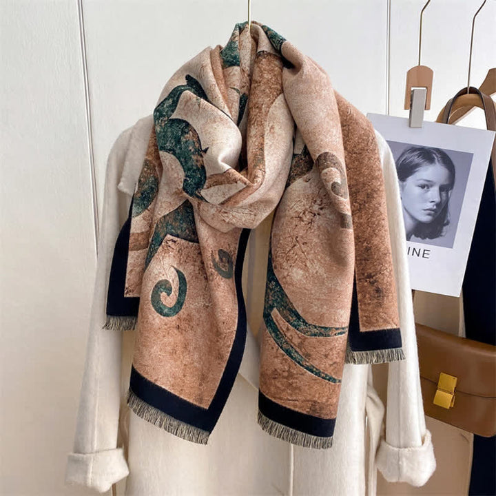 Women's Magnificent Scene Oil Painting Thickened Scarf - image 29