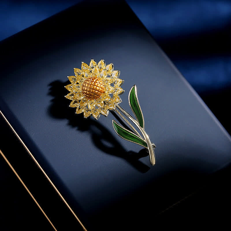 Women's Gold Sunflower Brooch - image 3