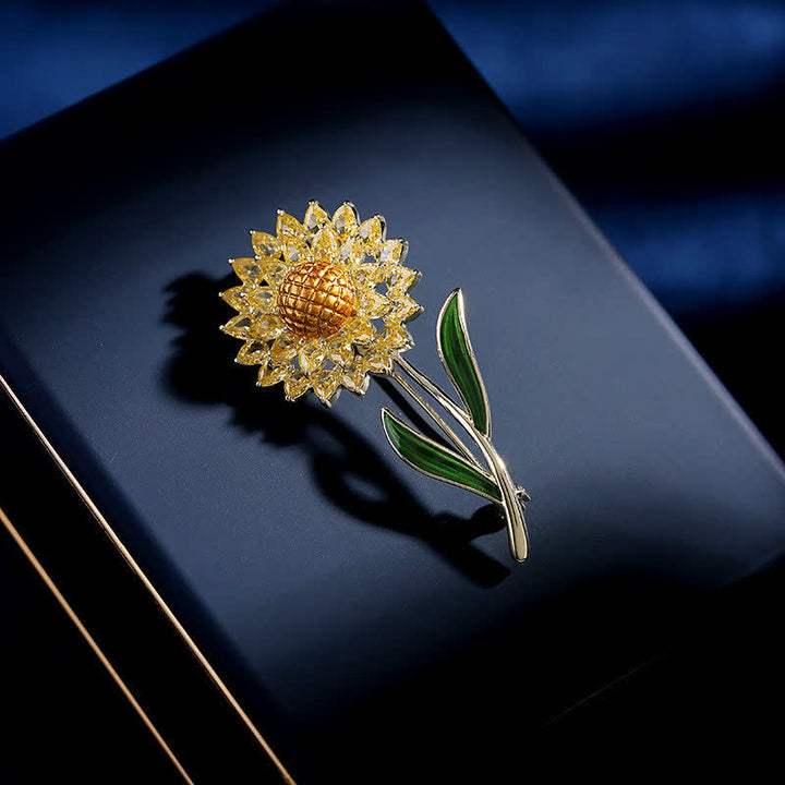 Women's Gold Sunflower Brooch - image 3