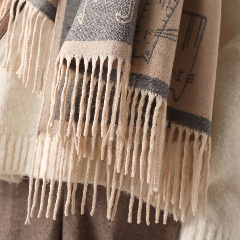 Women's Cat Print Double-Sided Shawl Scarf - image 6
