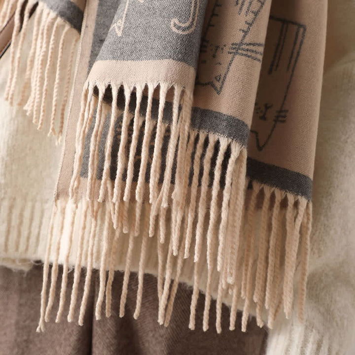 Women's Cat Print Double-Sided Shawl Scarf - image 6