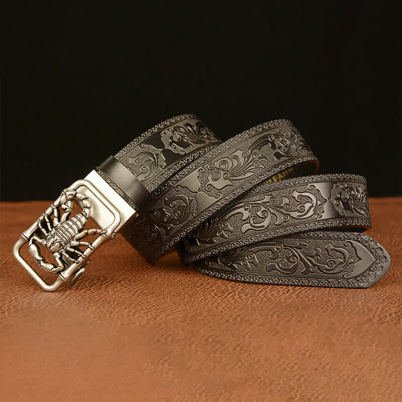 Men's Scorpion Embossed Engraved Leather Belt - image 15