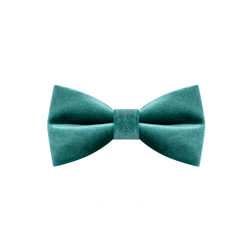 Men's Teal Green Solid Color Velvet Bow Tie - image 6