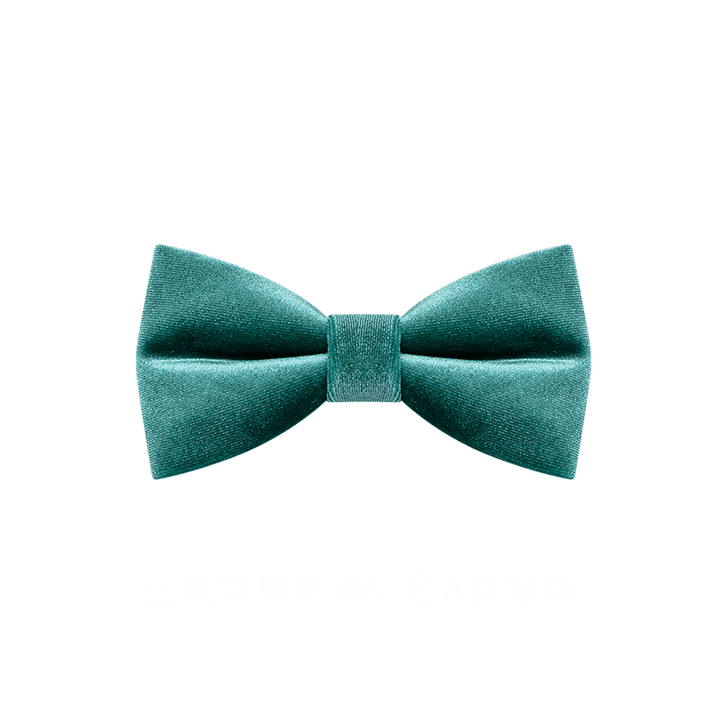 Men's Teal Green Solid Color Velvet Bow Tie - image 6