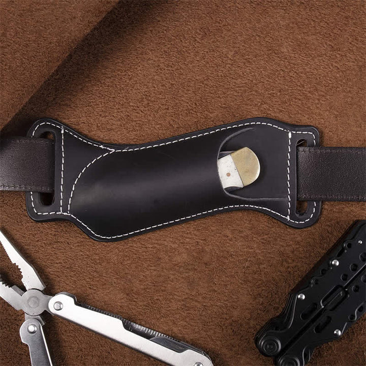 Curve Folding Knife Carrier Leather Sheath Belt Bag - image 5