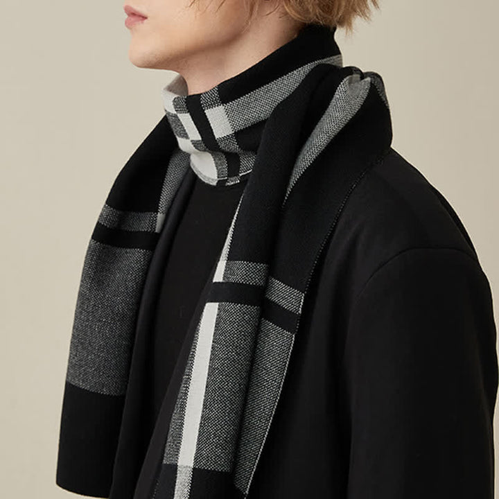 Men's Classic Plaid Wool Blend Knitted Scarf - image 3
