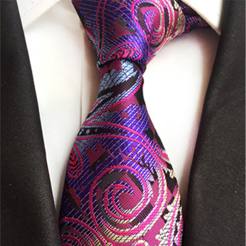 Magenta Men's Distinctive Paisley Necktie - image 1