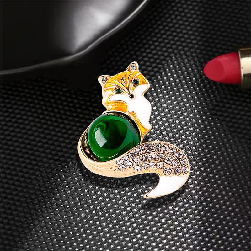 Women's Glaze Enamel Fox Brooch - Yellow - image 0