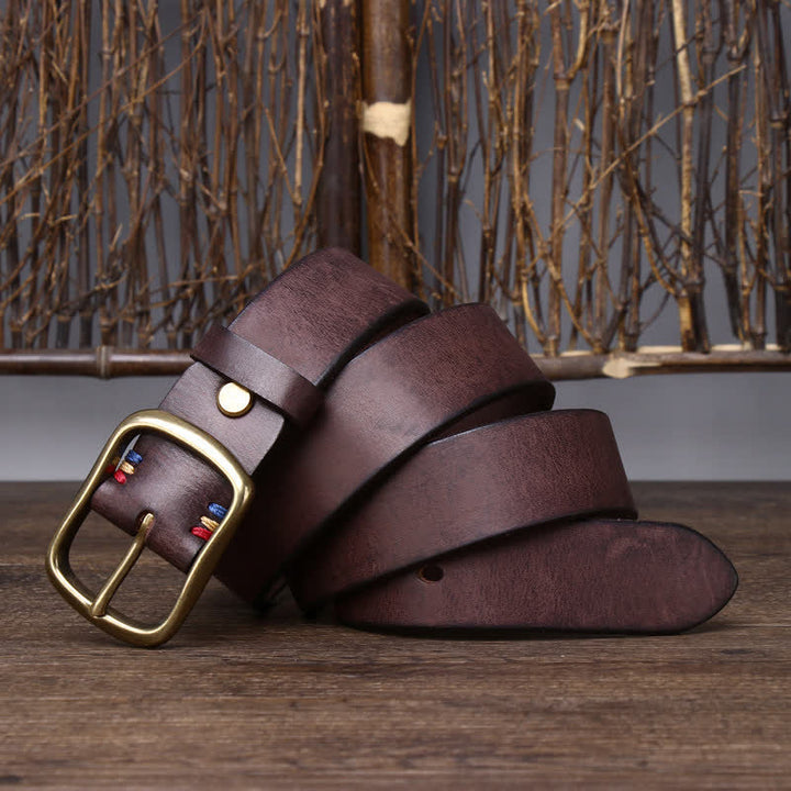 Men's Vintage Thicken Pure Cowhide Leather Belt - image 9