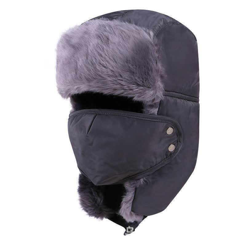 2Pcs Mountain Climbing Face Mask Trapper Hat Set - Gray - Adjustable (22"-23 5/8") - image 4