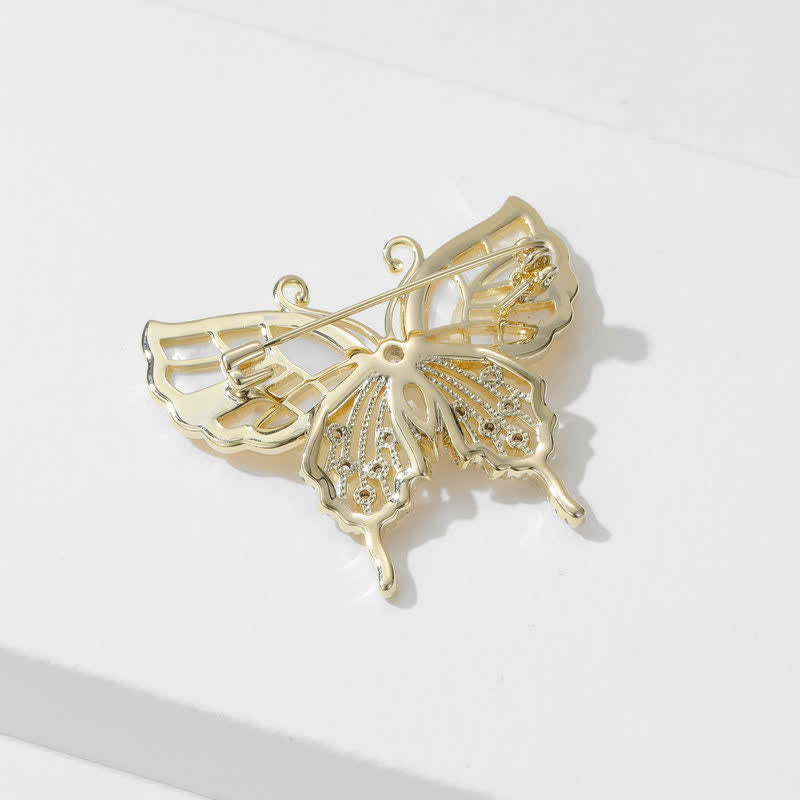 Women's Natural Shell Butterfly Brooch - image 5