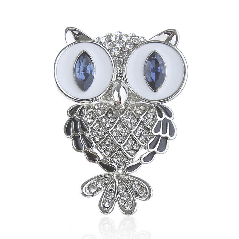Women's Mystical Blue Eyes Owl Brooch - Silver - image 4