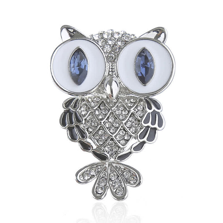 Women's Mystical Blue Eyes Owl Brooch - Silver - image 4