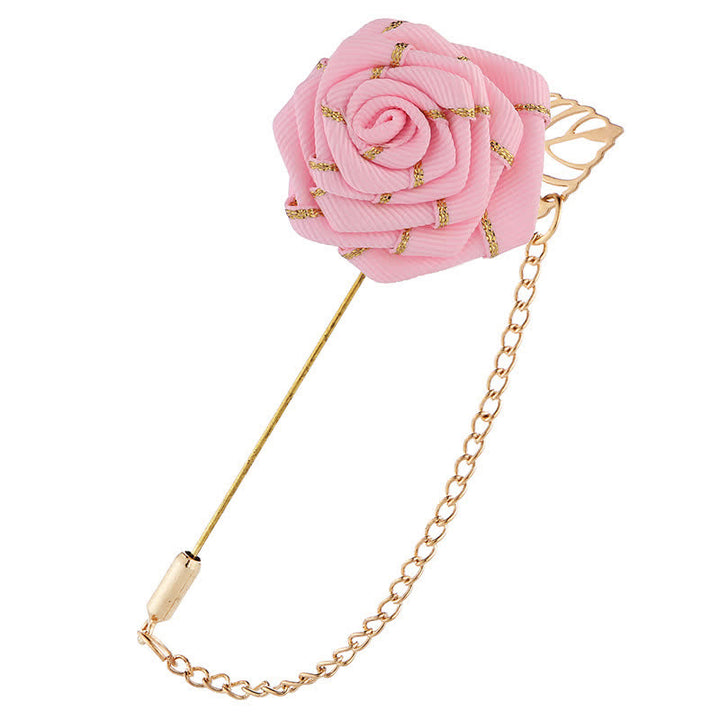 Men's Floral Camellia Chain Brooch - Pink - image 6