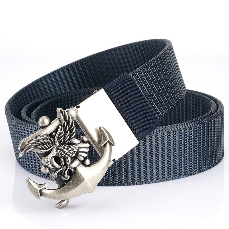 Men's Eagle Anchor Nylon Belt - Blue / Silver - 48" - image 19