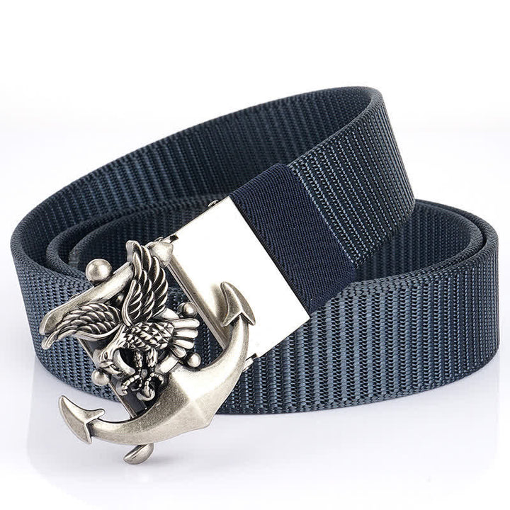 Men's Eagle Anchor Nylon Belt - Blue / Silver - 48" - image 19