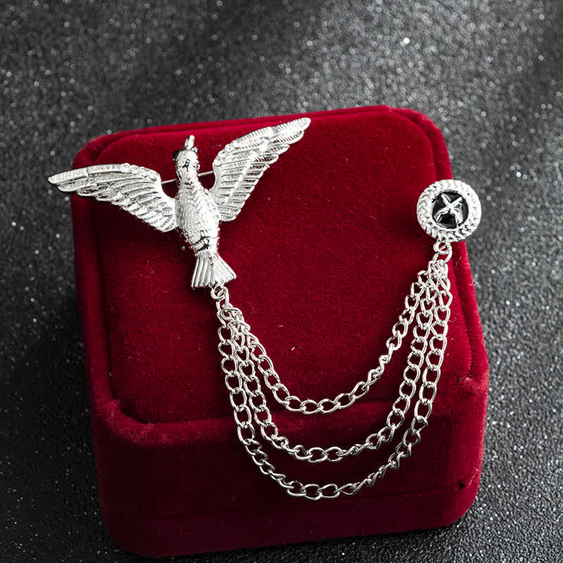 Men's Victory Bird Chain Brooch - Silver - image 6