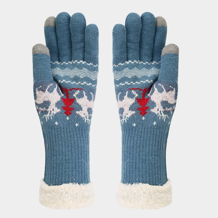 3Pcs Women's Reindeer Tree Jacquard Hat Scarf Gloves Set - image 21