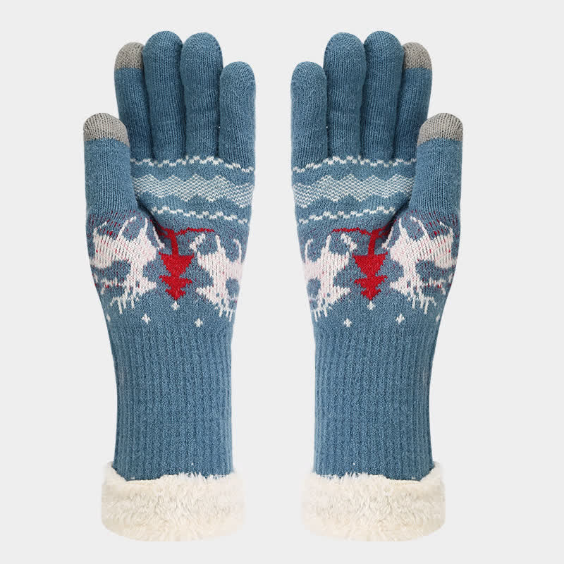 3Pcs Women's Reindeer Tree Jacquard Hat Scarf Gloves Set - image 21