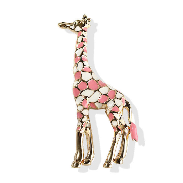 Women's Cartoon Glossy Enamel Giraffe Brooch - Pink - image 6