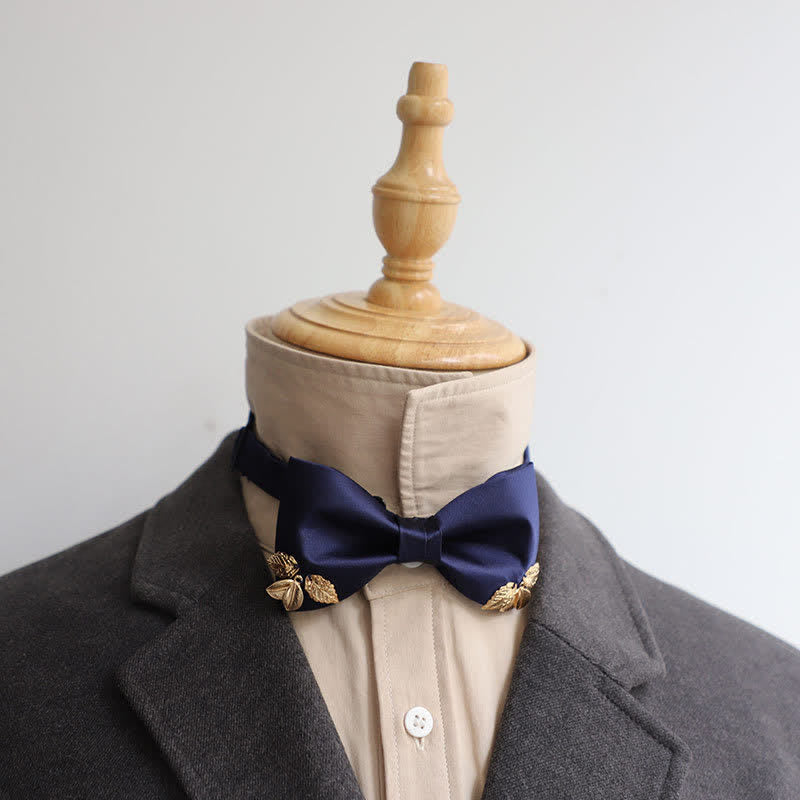 Men's Leaves Garden Wedding Bow Tie - Navy - image 11