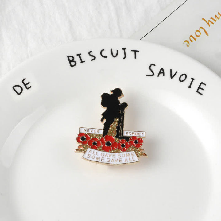 Unisex Memorial British Soldier Poppy Brooch - image 3