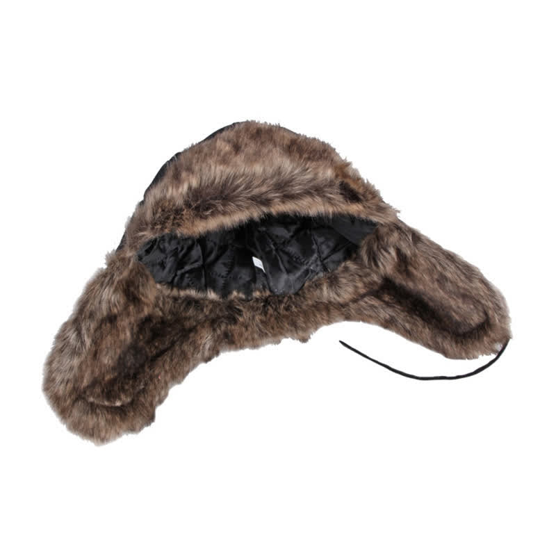 Soft Fluffy Ear Protection Imitation Leather Trapper Hat - image 6