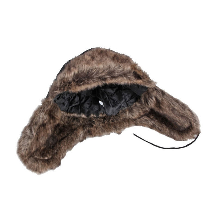 Soft Fluffy Ear Protection Imitation Leather Trapper Hat - image 6