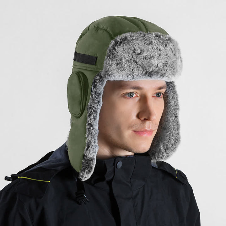Unisex Outdooor Aviator Cap Faux Fur Trapper Hat Set - Green - Adjustable (22 7/8"-23 5/8") - image 14
