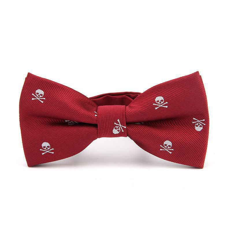 Men's Halloween Skeleton Cross Bones Bow Tie - Burgundy - image 6