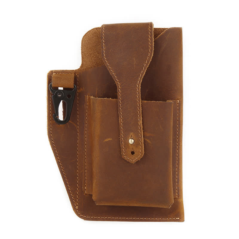 Minimalist Phone Crazy Horse Leather Belt Bag - Brown - image 16