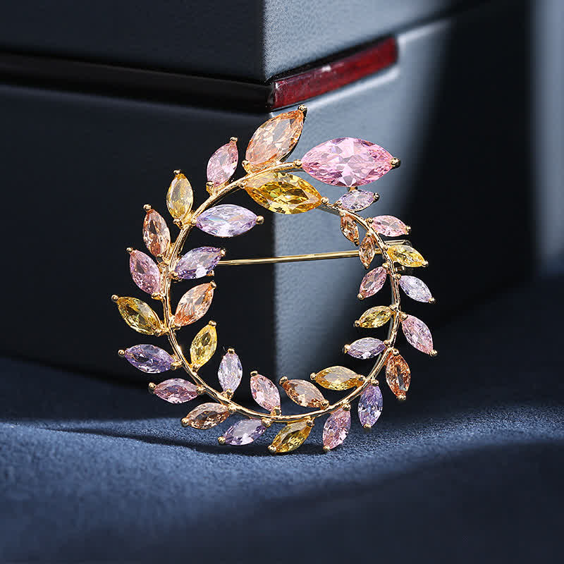 Women's Golden Wheat Leaves Zircon Brooch - Violet - image 6