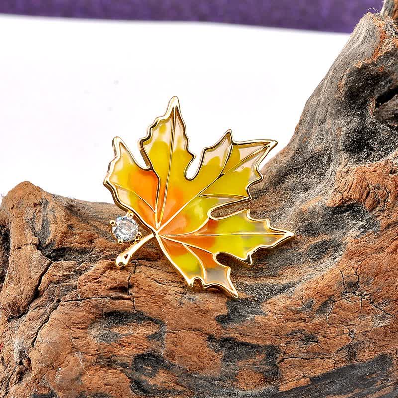 Women's Autumn Gold Maple Leaf Brooch - image 3