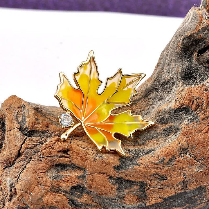 Women's Autumn Gold Maple Leaf Brooch - image 3